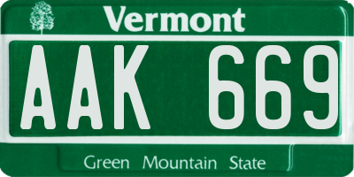 VT license plate AAK669