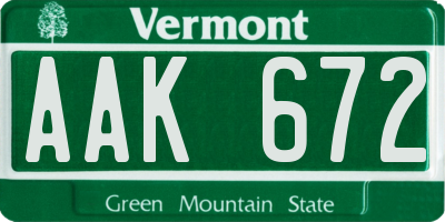 VT license plate AAK672