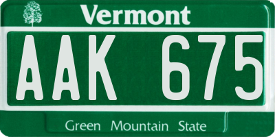 VT license plate AAK675