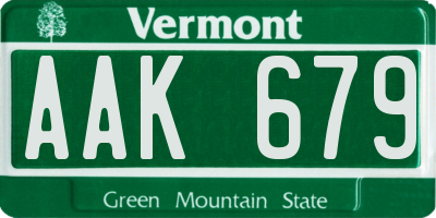 VT license plate AAK679