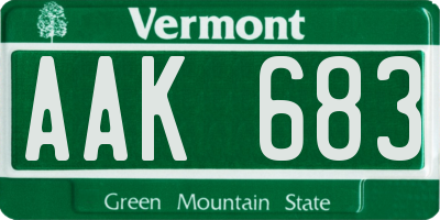 VT license plate AAK683