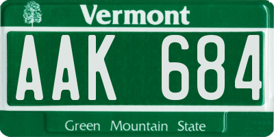 VT license plate AAK684