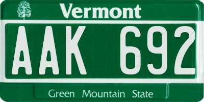 VT license plate AAK692