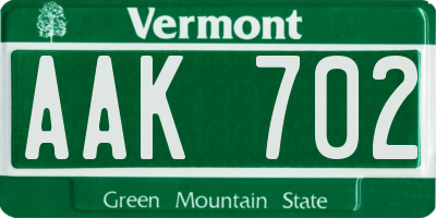 VT license plate AAK702