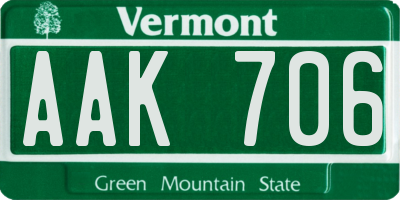 VT license plate AAK706