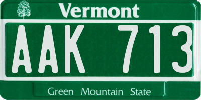 VT license plate AAK713