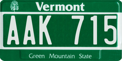 VT license plate AAK715
