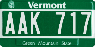 VT license plate AAK717