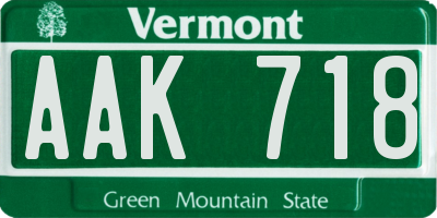 VT license plate AAK718