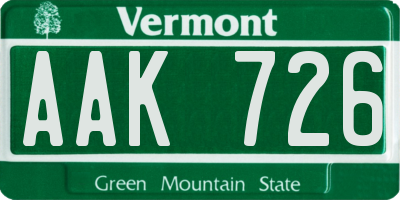 VT license plate AAK726
