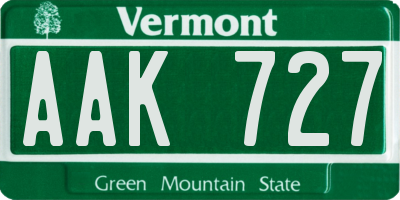 VT license plate AAK727