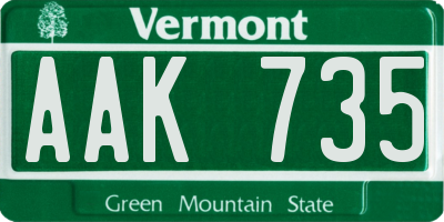 VT license plate AAK735