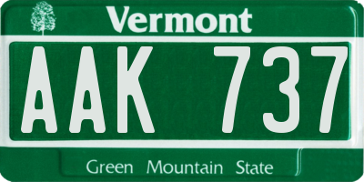 VT license plate AAK737