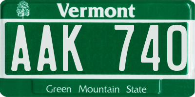 VT license plate AAK740