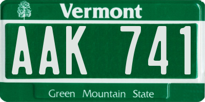 VT license plate AAK741