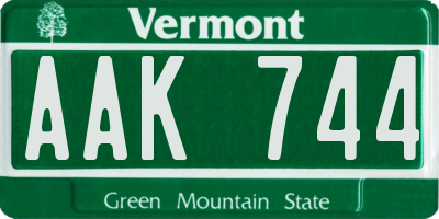 VT license plate AAK744