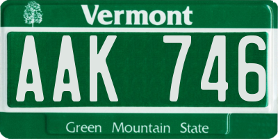 VT license plate AAK746