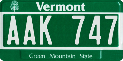 VT license plate AAK747