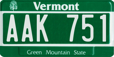 VT license plate AAK751