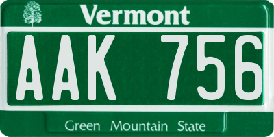 VT license plate AAK756