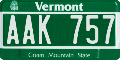 VT license plate AAK757