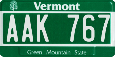 VT license plate AAK767