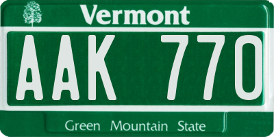 VT license plate AAK770