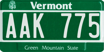 VT license plate AAK775