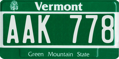 VT license plate AAK778