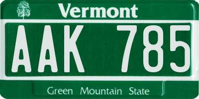 VT license plate AAK785