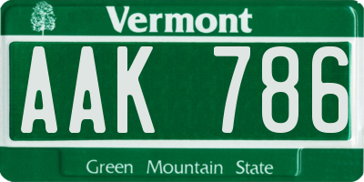 VT license plate AAK786