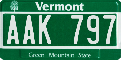 VT license plate AAK797