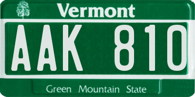 VT license plate AAK810