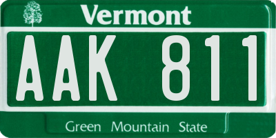 VT license plate AAK811