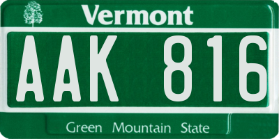 VT license plate AAK816