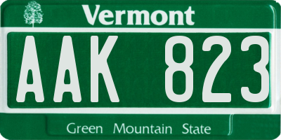 VT license plate AAK823