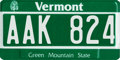VT license plate AAK824