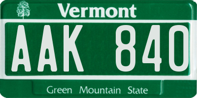 VT license plate AAK840