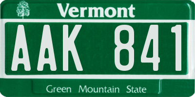 VT license plate AAK841