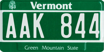 VT license plate AAK844