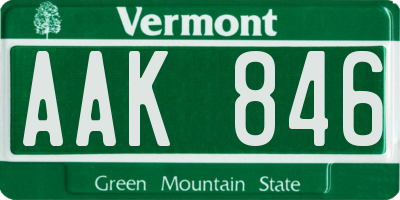 VT license plate AAK846