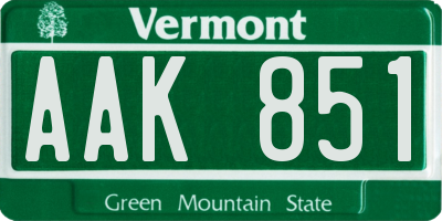 VT license plate AAK851