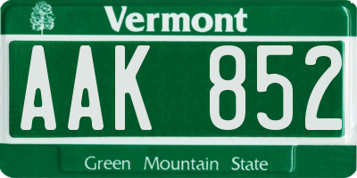 VT license plate AAK852