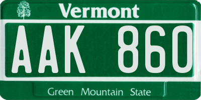 VT license plate AAK860