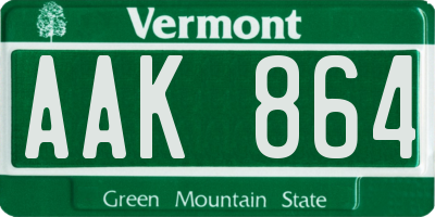 VT license plate AAK864