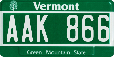 VT license plate AAK866
