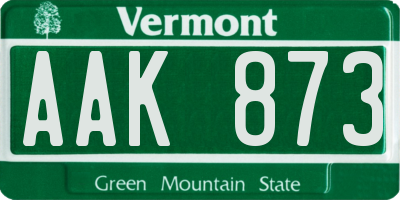 VT license plate AAK873