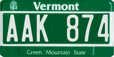 VT license plate AAK874