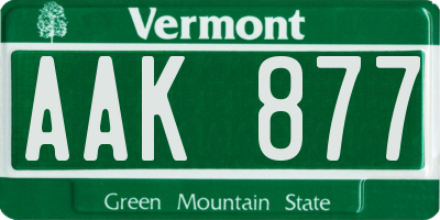 VT license plate AAK877