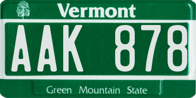 VT license plate AAK878